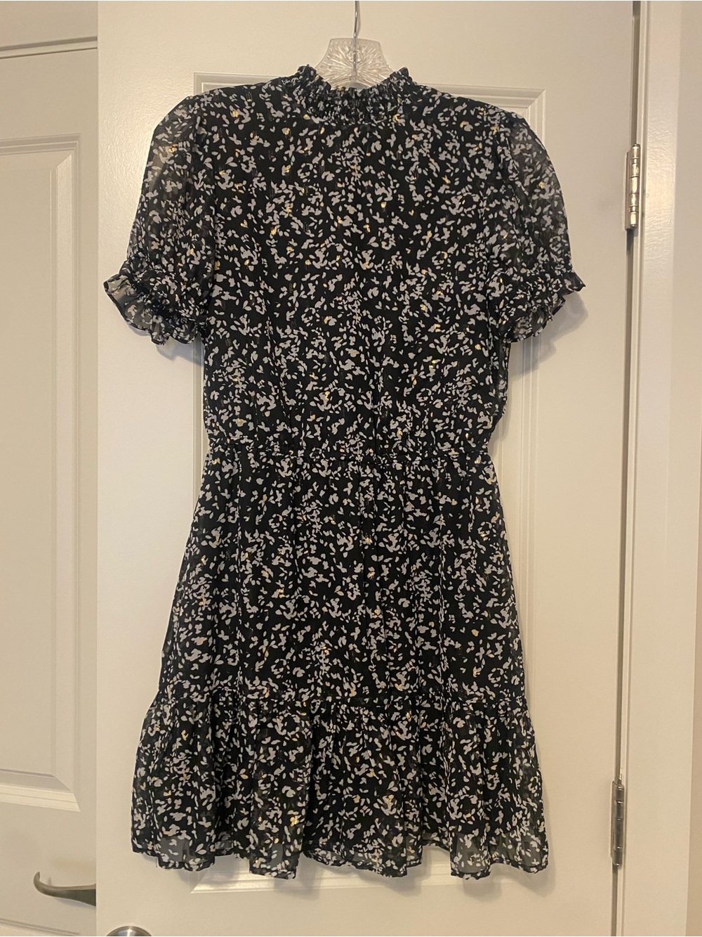 Crystal Doll Black Midi Dress with White Floral Ditsy Print